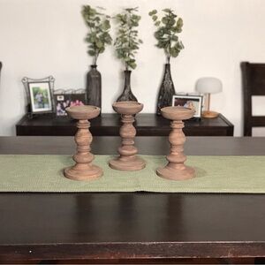 Set of three Ashland wooden pillar candle holders